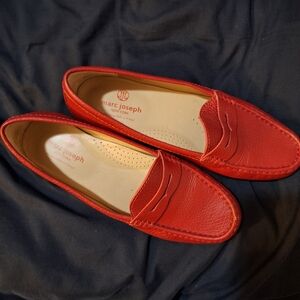 Marc Joseph Vibrant Red Leather Loafers Size 9